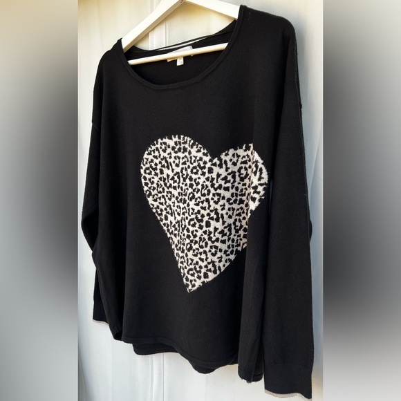 Adyson Parker leopard heart black sweater pullover size 2X - Picture 3 of 9